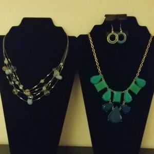 Green and Blue a3 Piece Jewelry Variety